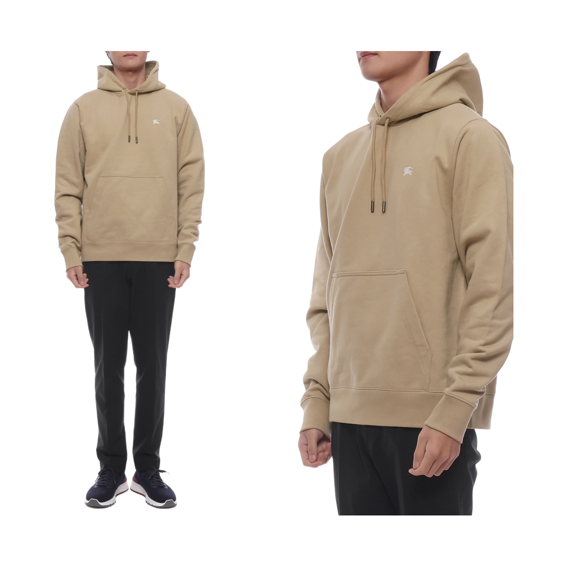 [15% 쿠폰] 버버리 슬림 핏 나이트 스탬프 코튼 후드 플랙스 베이지([15% 쿠폰] Burberry Slim Fit Knight Stamp Cotton Hoodie Flax Beige) - 2