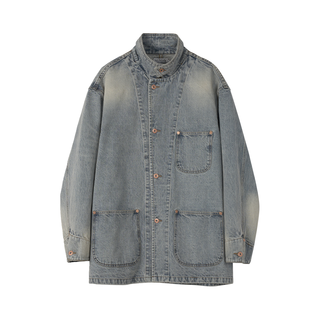 선데이세레머니 재패니즈 데님 커버올 자켓 - 에이징 블루(Sunday Ceremony Japanese Denim Coverall Jacket - Ageing Blue) - 1