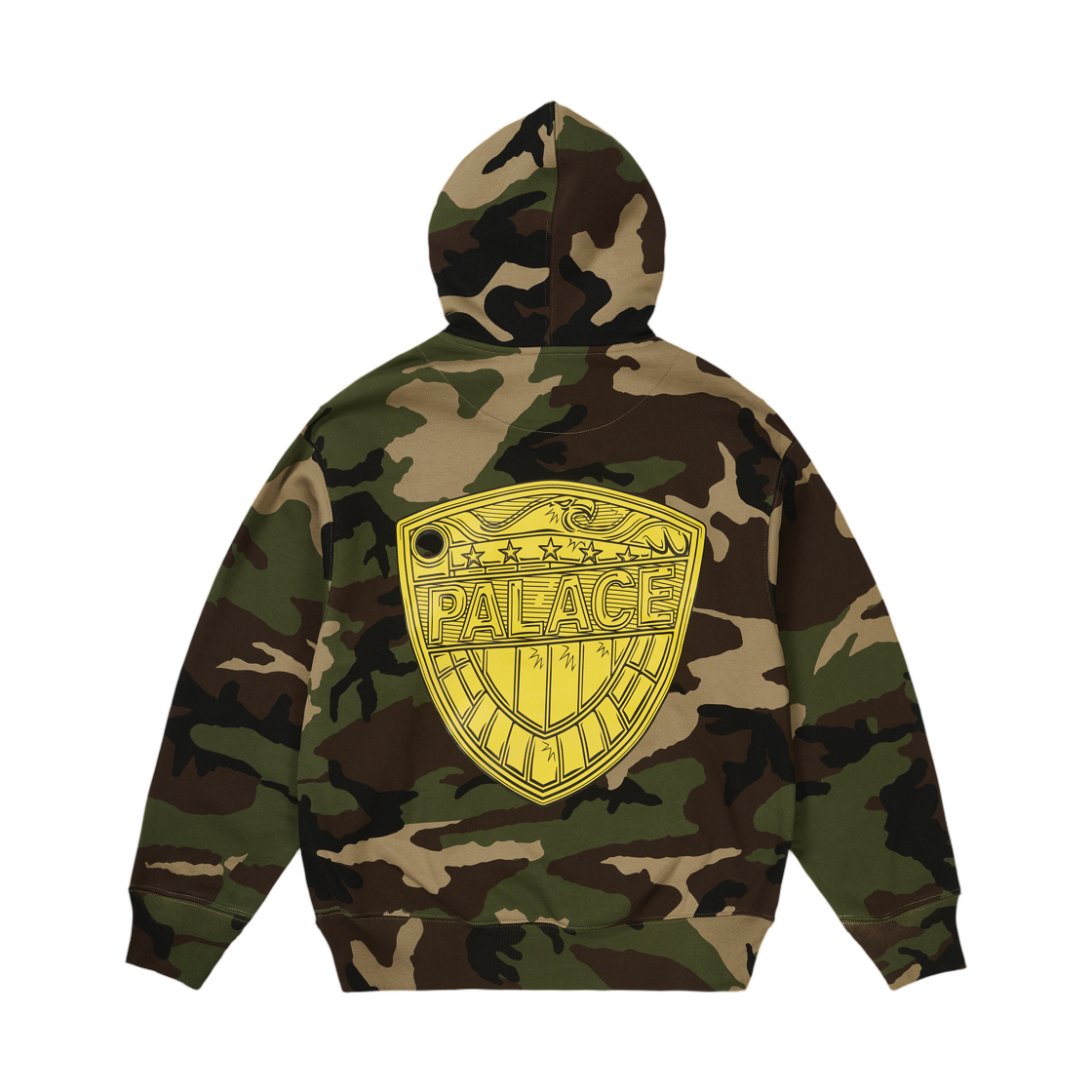 - Palace Judge Dredd Shield Hood Woodland Camo - 26FW