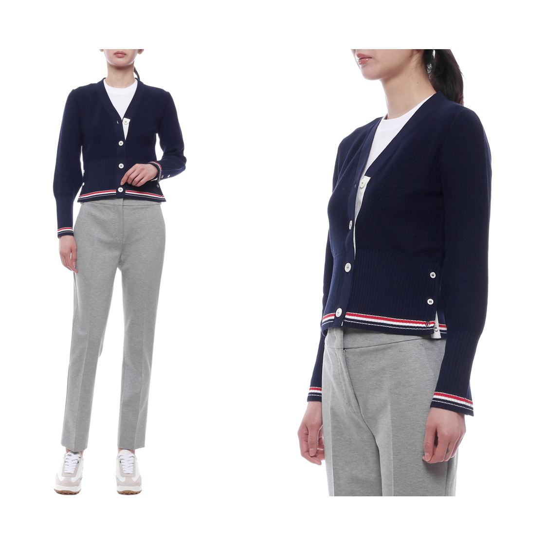 [15% 쿠폰] (W) 톰브라운 클래식 코튼 브이넥 가디건 블루([15% 쿠폰] (W) Thom Browne Classic Cotton V-Neck Cardigan Blue) - 2