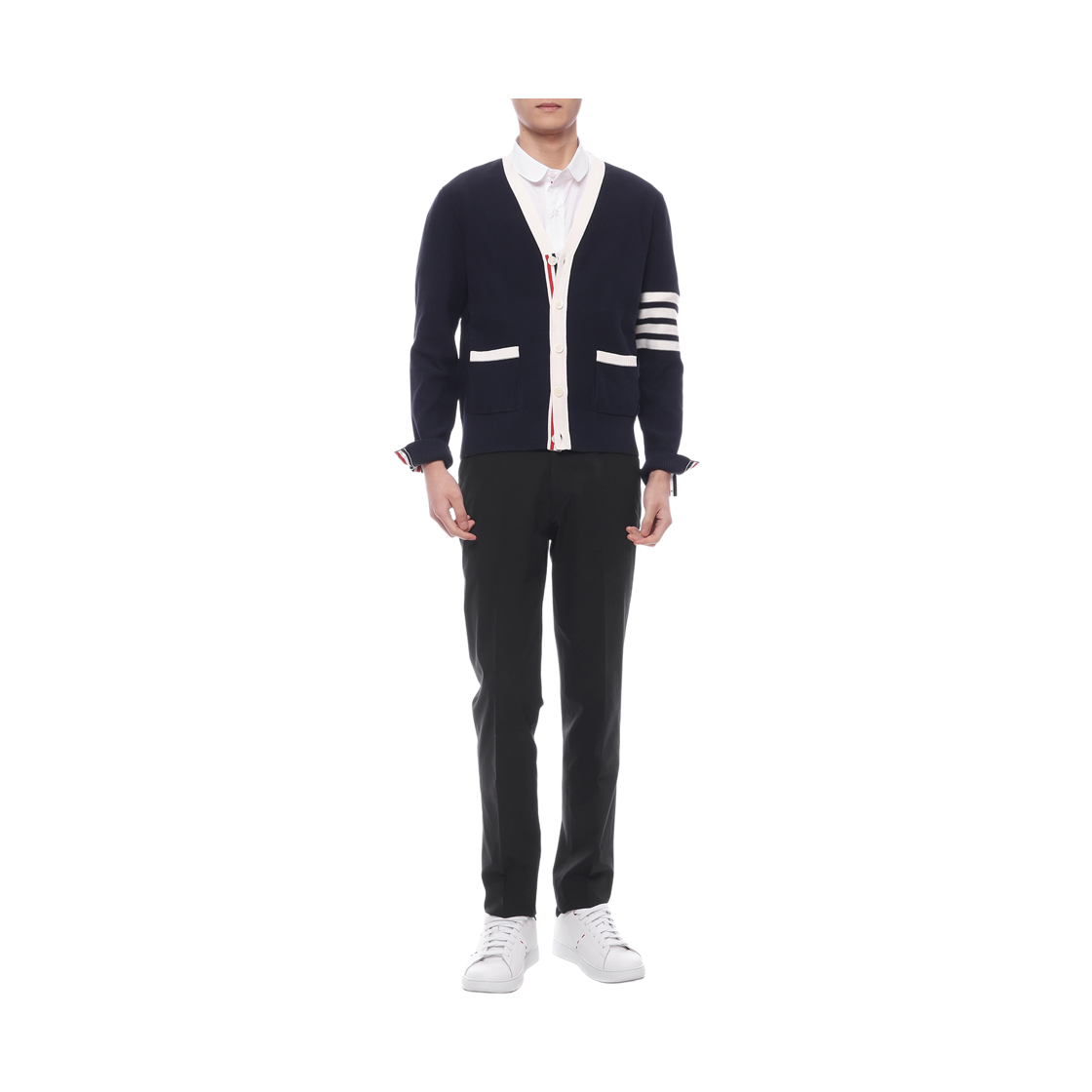 [15% 쿠폰] 톰브라운 코튼 사선 릴렉스드 핏 헥터 브이넥 가디건 블루([15% 쿠폰] Thom Browne Cotton 4-Bar Relaxed Fit Hector V-Neck Cardigan Blue) - 3