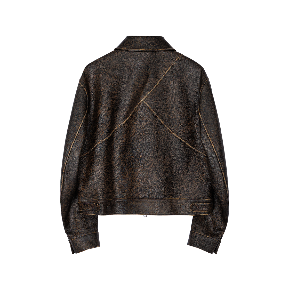 웨이비니스 웨이브 포인트 고트 레더 재킷 블랙 브라운(Waviness Wave Point Goat Leather Jacket Black Brown) - 2