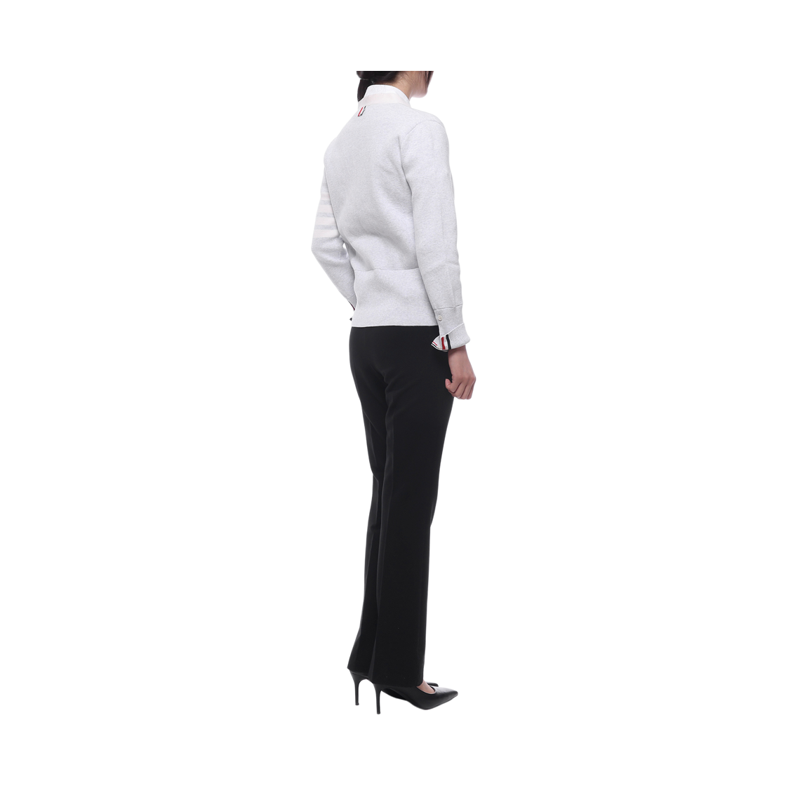 [15% 쿠폰] (W) 톰브라운 클래식 밀라노 울 사선 브이넥 가디건 페일 그레이([15% 쿠폰] (W) Thom Browne Classic Milano Wool 4-Bar V-Neck Cardigan Pale Grey) - 6