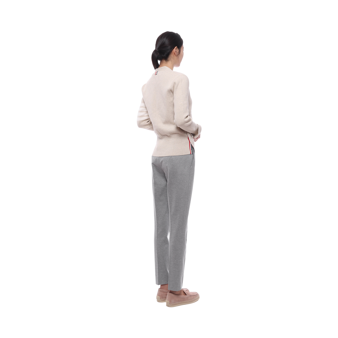 [15% 쿠폰] (W) 톰브라운 코튼 크레이프 밀라노 스티치 사선 가디건 베이지([15% 쿠폰] (W) Thom Browne Cotton Crepe Milano Stitch 4-Bar Cardigan Beige) - 6