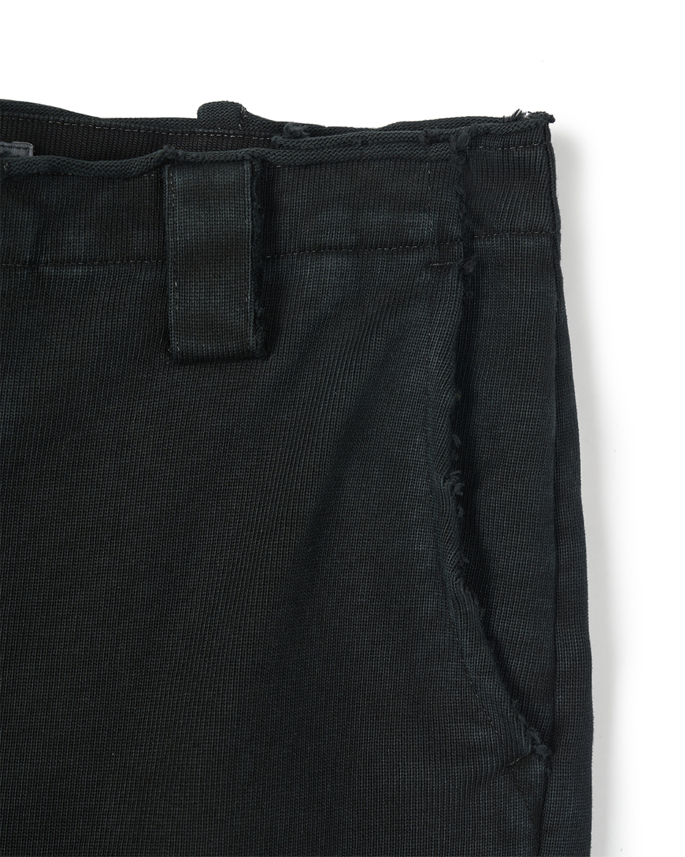 선데이세레머니 피그먼트 다이드 슬럽 컷 오프 팬츠 - 블랙(Sunday Ceremony Pigment Dyed Slub Cut-Off Pants - Black) - 5