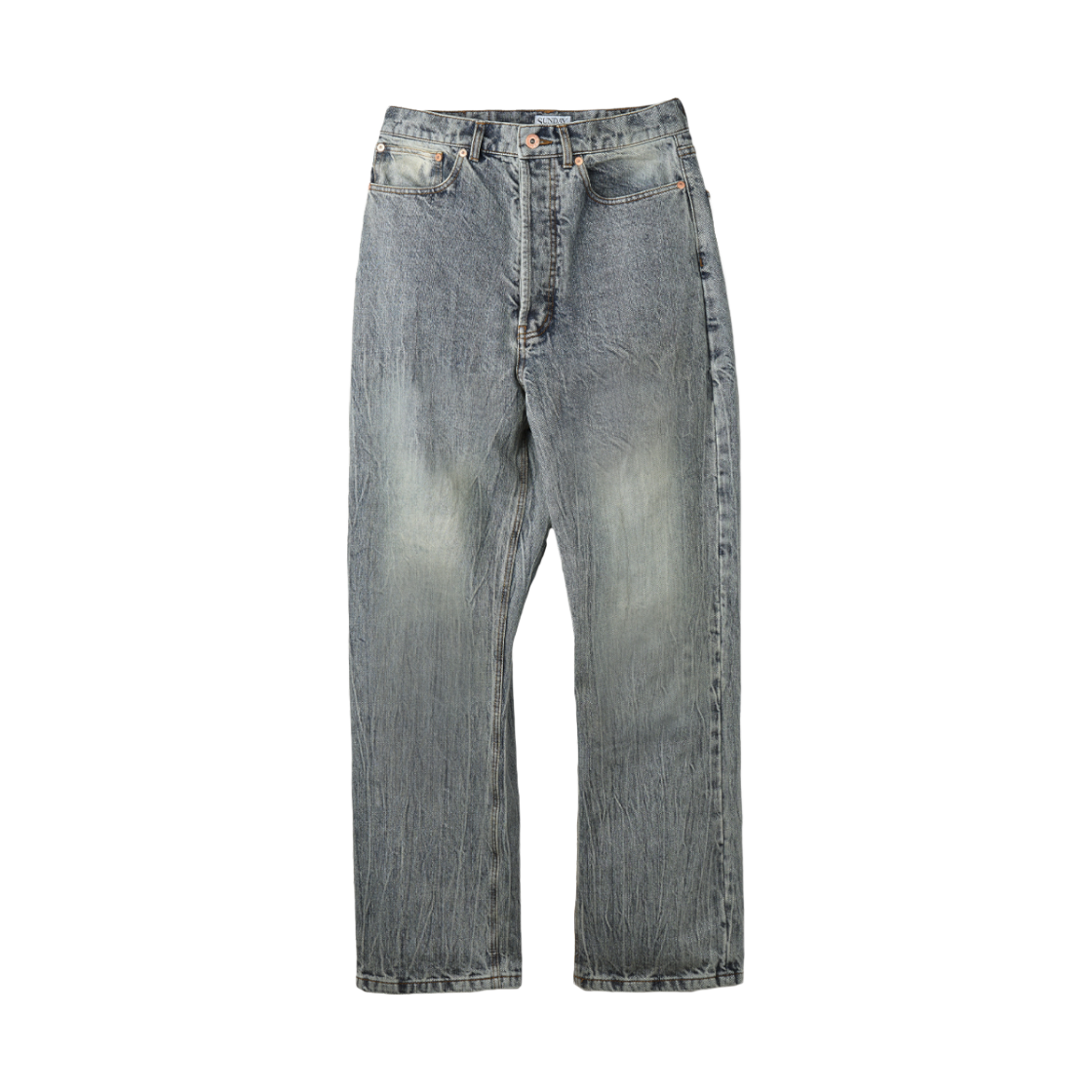 선데이세레머니 스트레이트 재패니즈 데님 팬츠 - 에이징 블루(Sunday Ceremony Straight Japanese Denim Pants - Ageing Blue)
