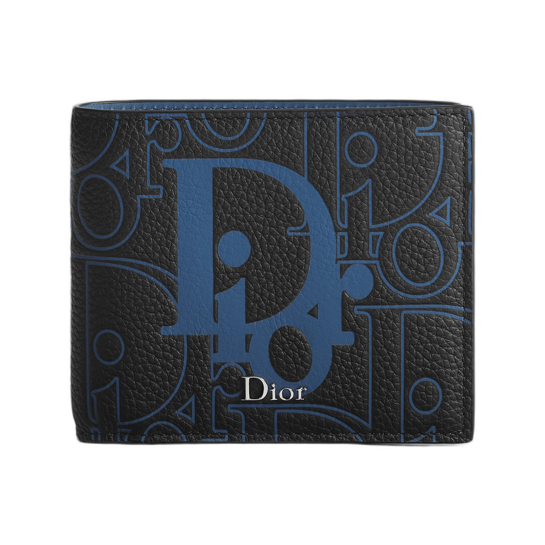 2ESBH096MLP-H953 Dior Bifold Wallet Dior Gravity Placed Grained Leather Black Blue