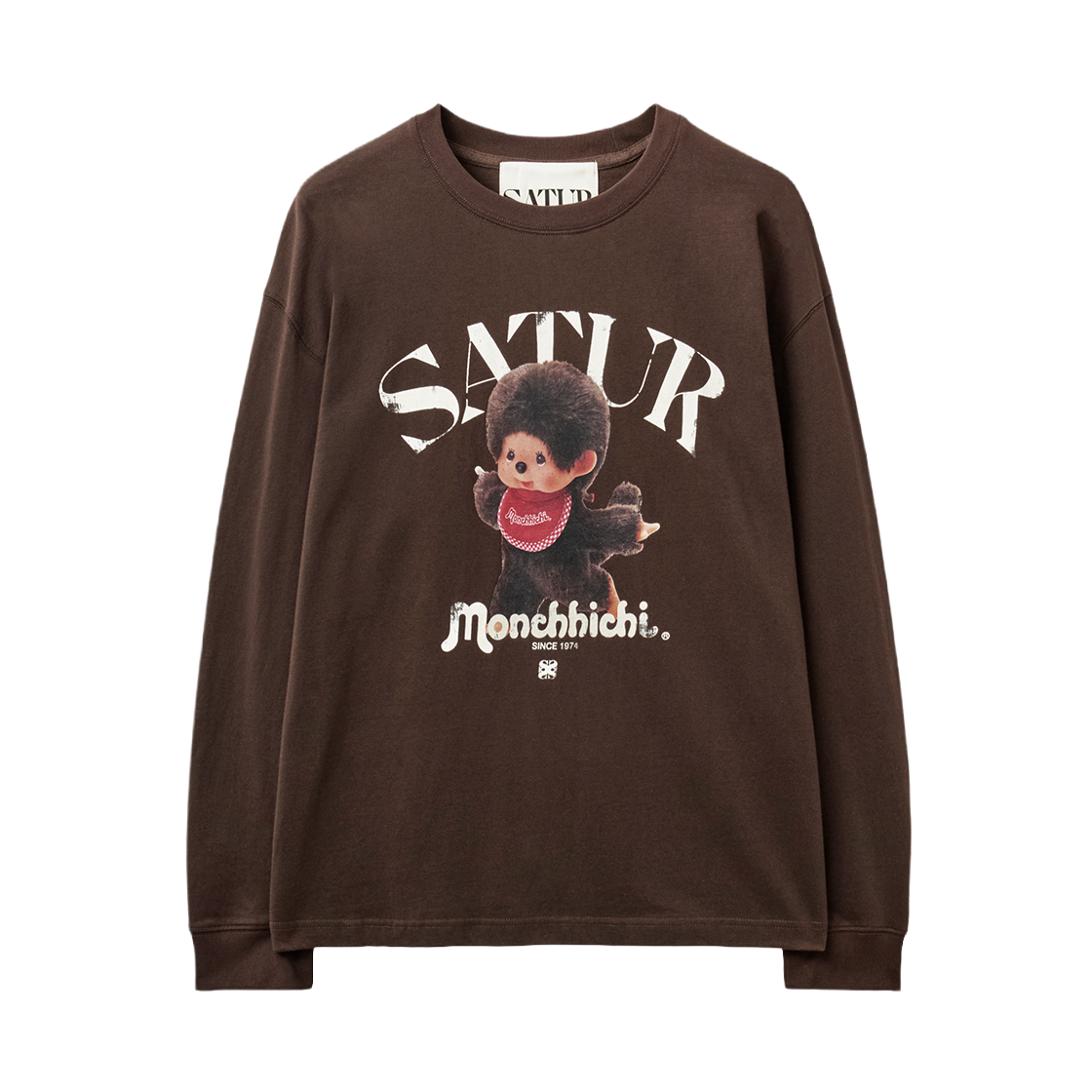[예약배송] 세터 x 몬치치 아치 로고 롱 슬리브 브라운([예약배송] SATUR x Monchhichi Arch Logo Long Sleeve Brown)