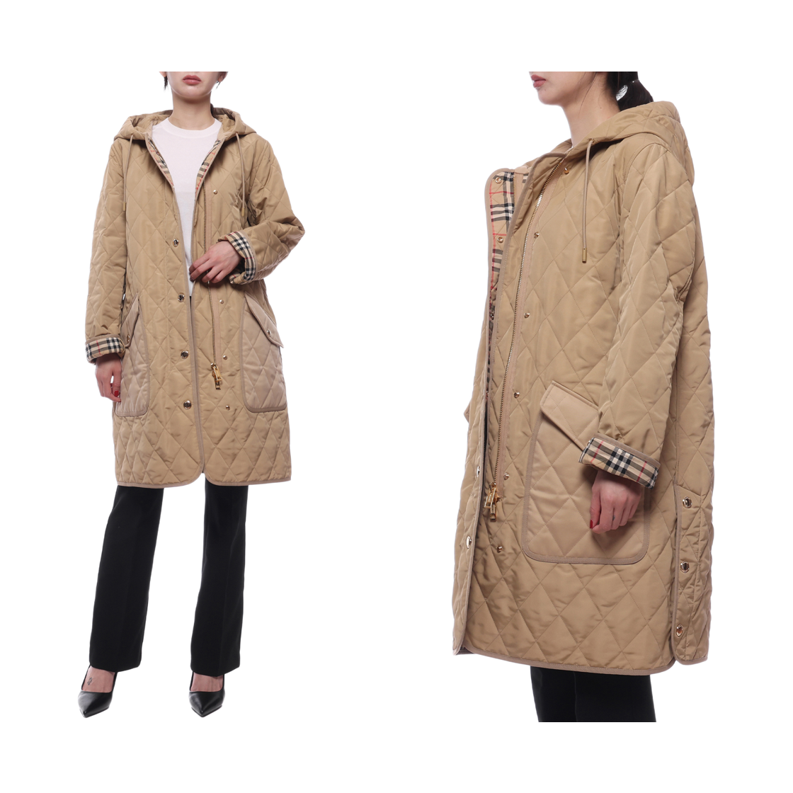 [15% 쿠폰] (W) 버버리 드로스트링 퀼티드 후드 코트 베이지([15% 쿠폰] (W) Burberry Drawstring Quilted Hooded Coat Beige) - 2