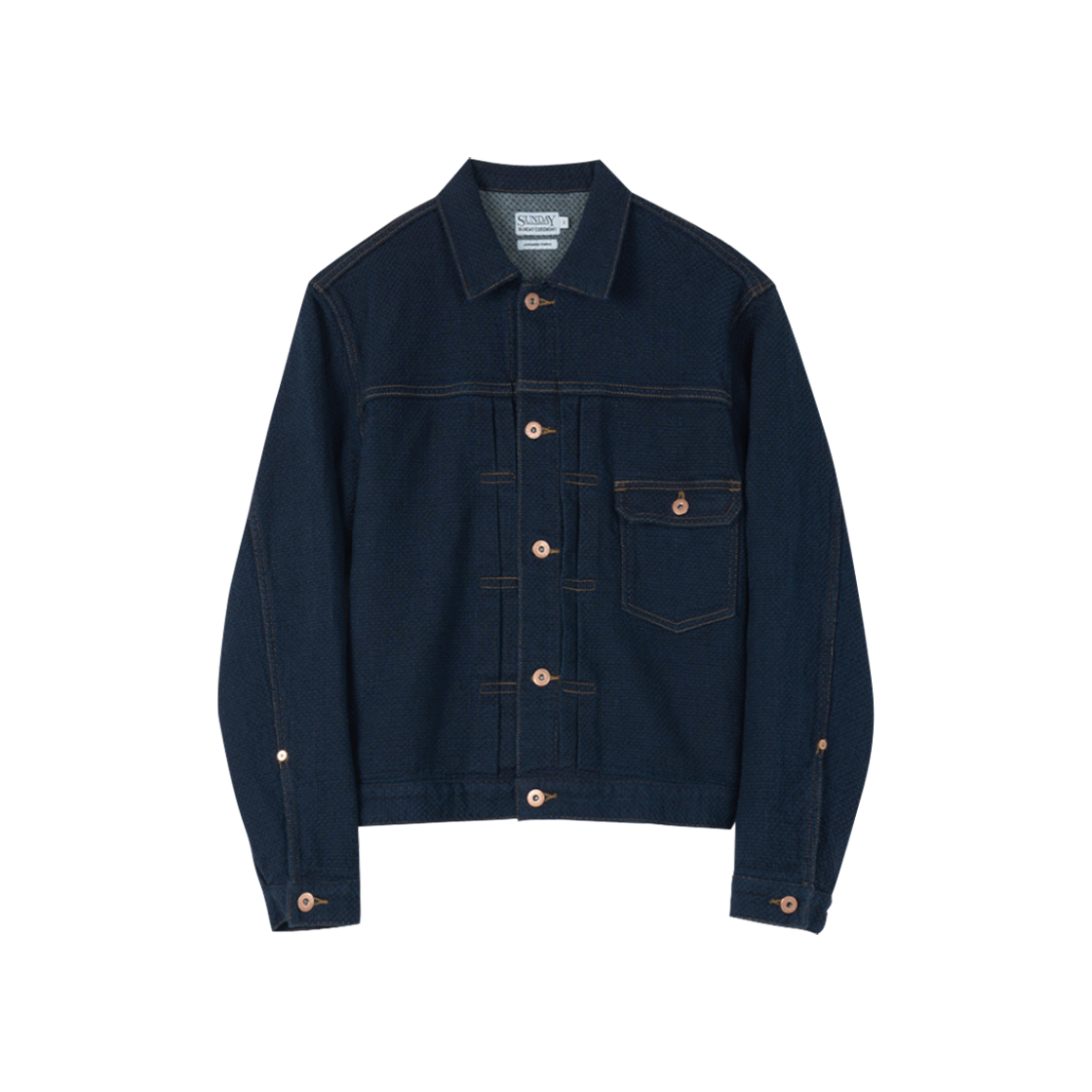 SC-2640 Sunday Ceremony Japanese Sashiko Denim Type-1 Trucker Jacket - Raw Indigo