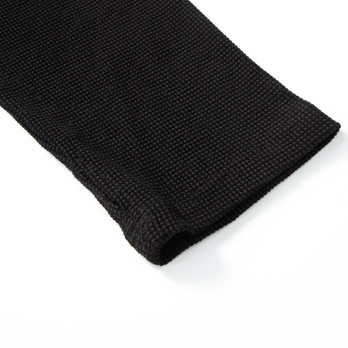 톤슬 프린팅 헨리넥 와플 크롭 후드 티셔츠 블랙(TONSIL Printed Henley-Neck Waffle Cropped Hooded T-Shirt Black) - 6
