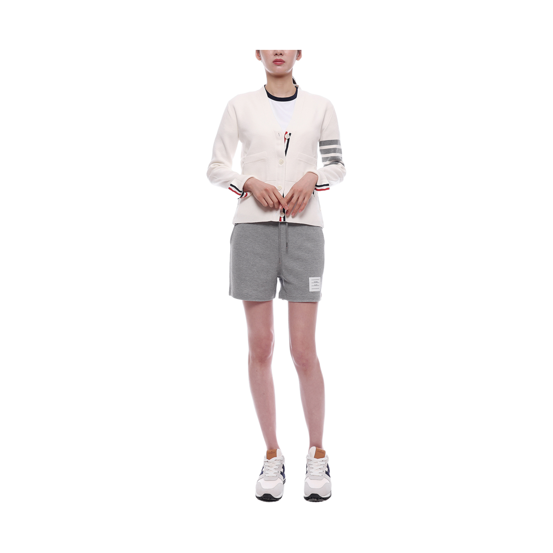 [15% 쿠폰] (W) 톰브라운 코튼 크레이프 밀라노 스티치 사선 가디건 화이트([15% 쿠폰] (W) Thom Browne Cotton Crepe Milano Stitch 4-Bar Cardigan White) - 3