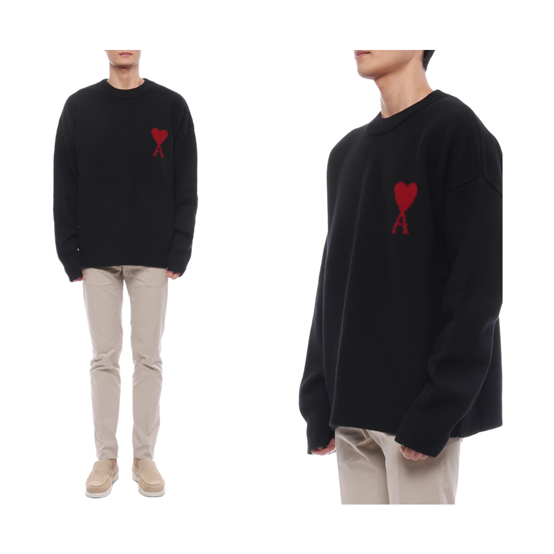 [15% 쿠폰] 아미 니트웨어 블랙([15% 쿠폰] AMI Knitwear Black) - 2