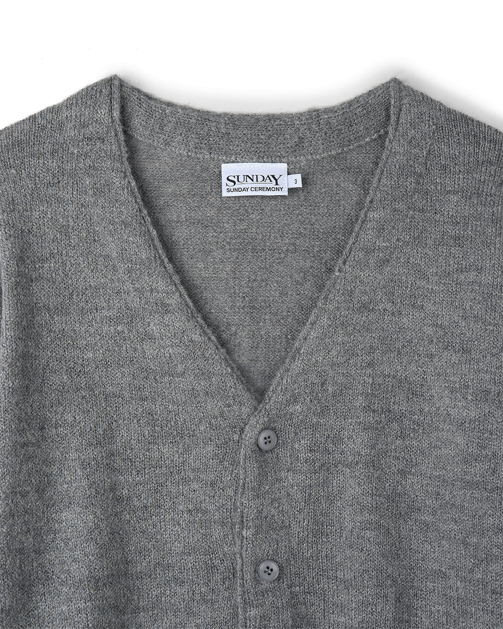 선데이세레머니 투웨이 브이넥 스카프 니트 가디건 - 멜란지(Sunday Ceremony 2-Way V-Neck Scarf Knit Cardigan - Melange) - 2