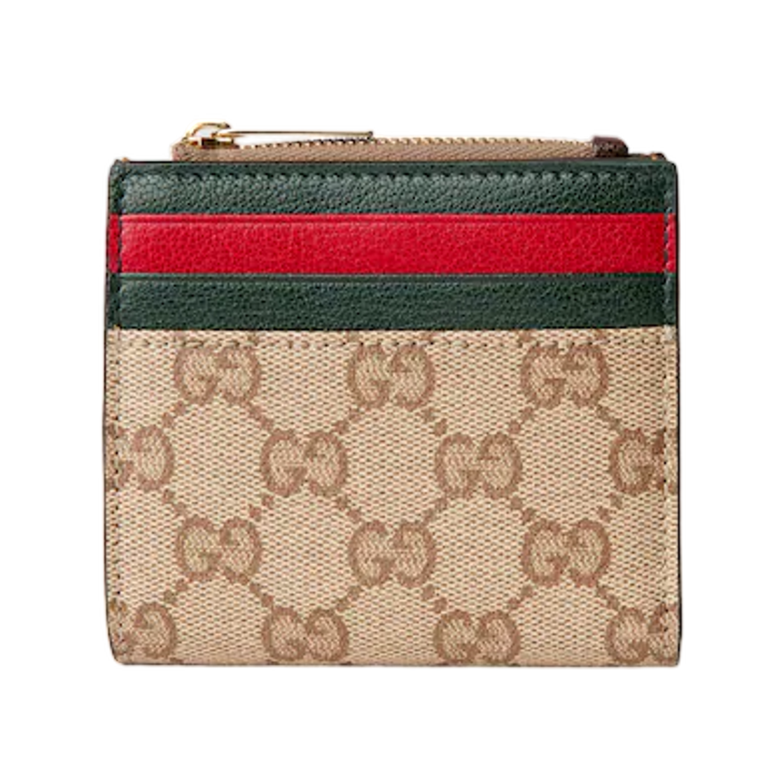 A00729-FAGI8-9656 Gucci Zip Card Case With Multicolor Slots Sand Dark Brown