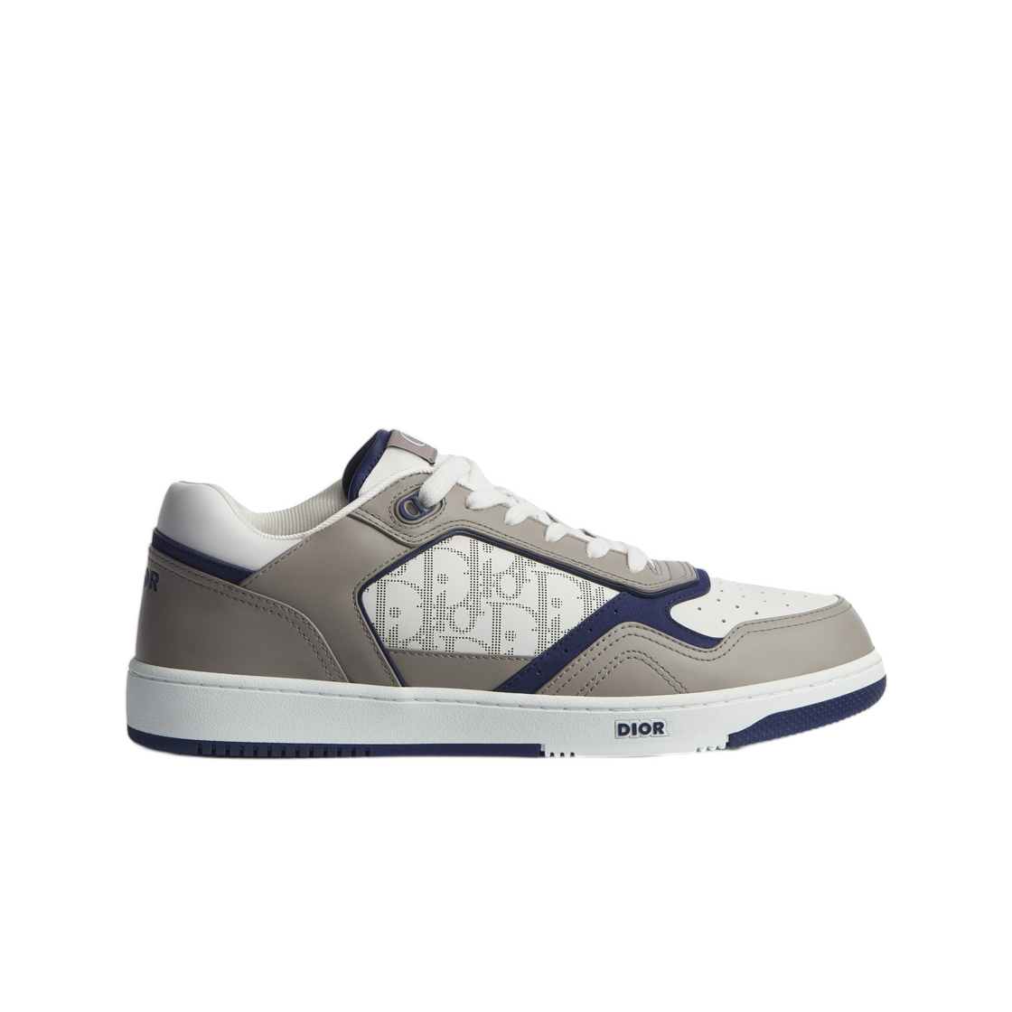 3SN272ZIJ-H80G Dior B27 Uptown Low Top Sneaker Smooth Calfskin & Dior Oblique Galaxy Leather Gray White Navy Blue