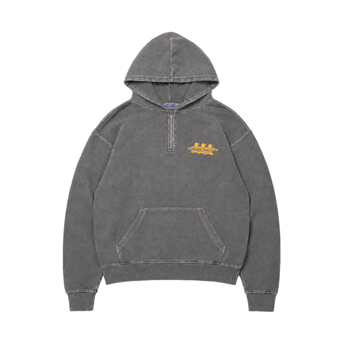 26FW0306 BIGWAVE COLLECTIVE Penguin Surf Club Pigment Quarter-Zip Hoody Light Slate