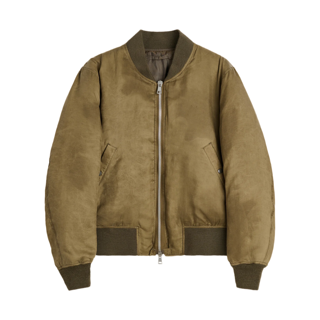 M4268MMK Our Legacy Bomber Marsh Khaki Wax Dipped Cupro