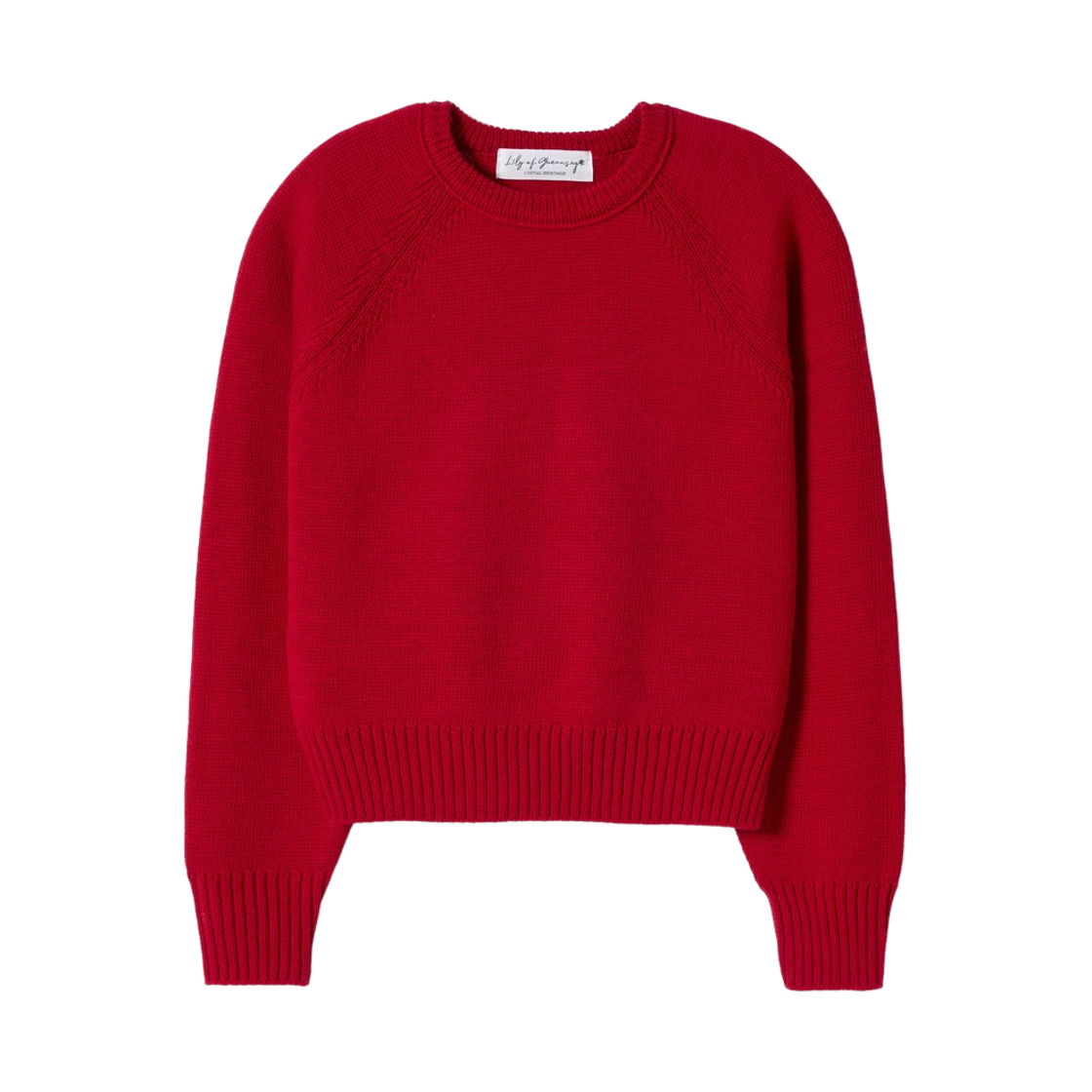 LY26CKN01-rd Lily of Guernsey Silket Wool Raglan Crewneck Knit Red