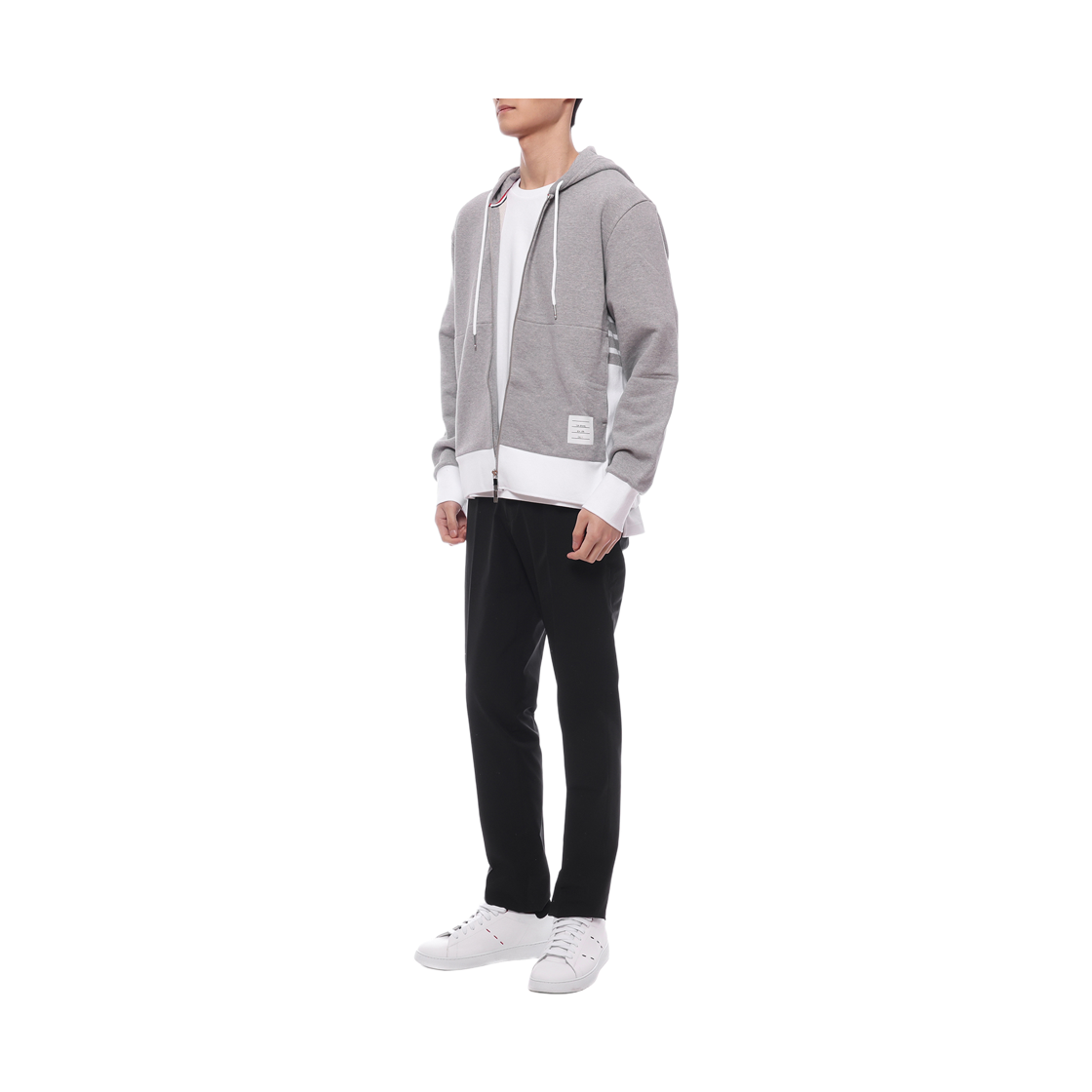 [15% 쿠폰] 톰브라운 클래식 사선 저지 집업 후드 라이트 그레이([15% 쿠폰] Thom Browne Classic 4-Bar Jersey Zip Up Hoodie Light Grey) - 4