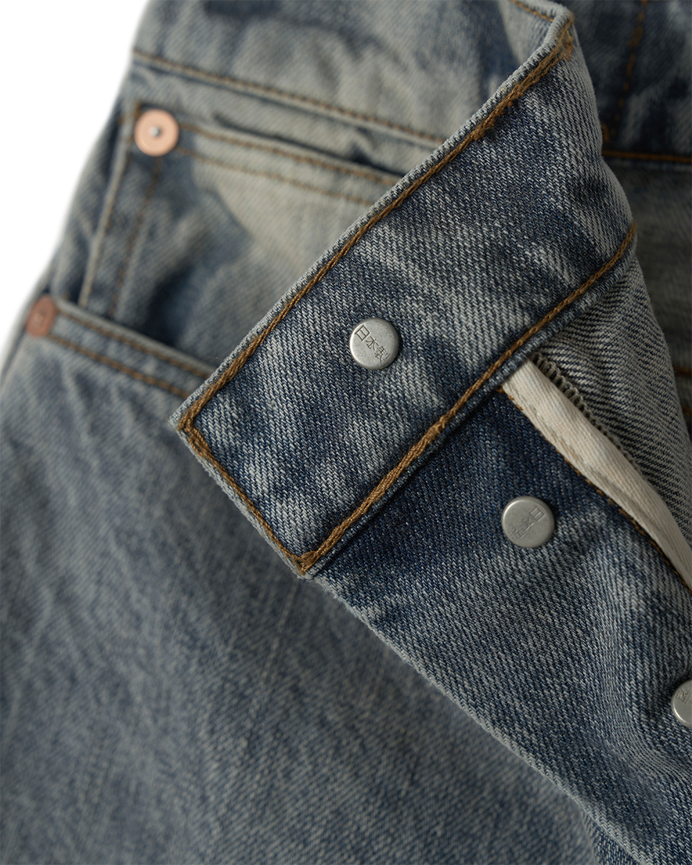 선데이세레머니 스트레이트 재패니즈 데님 팬츠 - 에이징 블루(Sunday Ceremony Straight Japanese Denim Pants - Ageing Blue) - 5