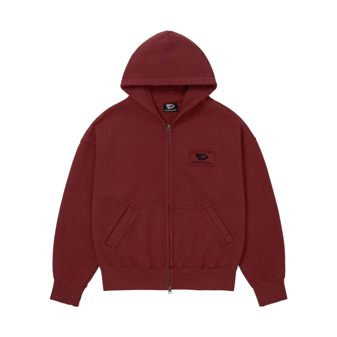 웰빙익스프레스 로고 패치 집업 버건디(WELLBEING EXPRESS Logo Patch Zip Up Burgundy)