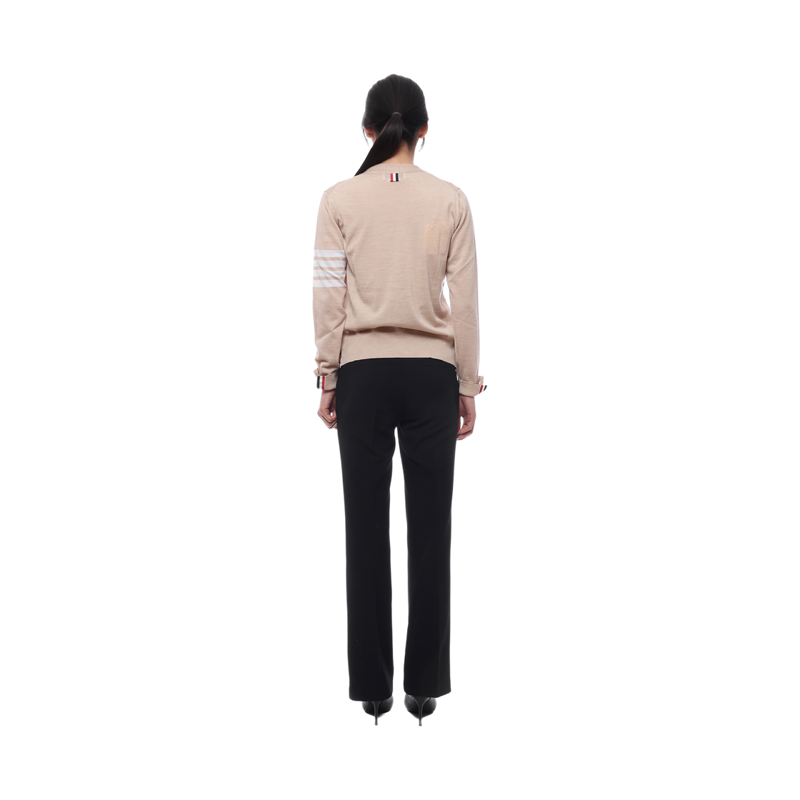 [15% 쿠폰] (W) 톰브라운 파인 메리노 울 사선 릴렉스드 핏 가디건 베이지([15% 쿠폰] (W) Thom Browne Fine Merino Wool 4-Bar Relaxed Fit Cardigan Beige) - 5