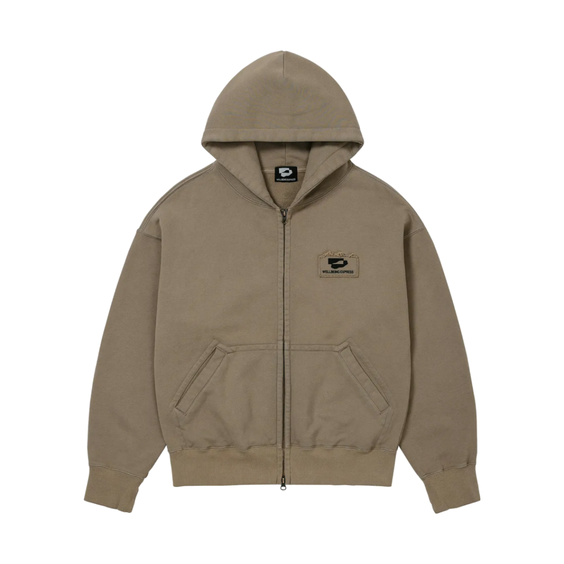 웰빙익스프레스 로고 패치 집업 모카(WELLBEING EXPRESS Logo Patch Zip Up Mocha)