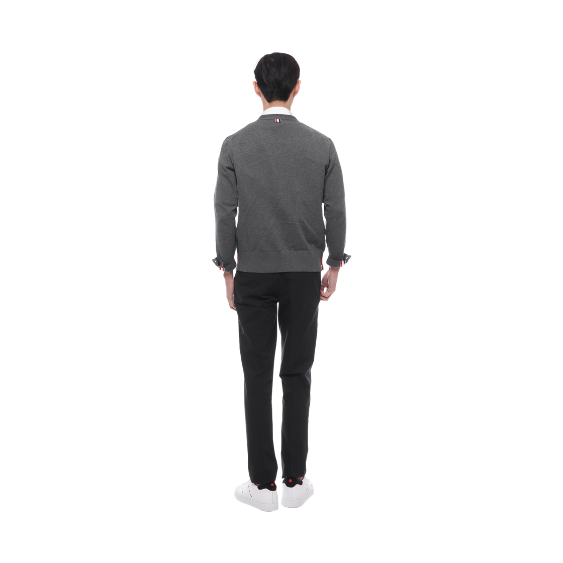 [15% 쿠폰] 톰브라운 코튼 사선 릴렉스드 핏 브이넥 카디건 미디움 그레이([15% 쿠폰] Thom Browne Cotton 4-Bar Relaxed Fit V-Neck Cardigan Medium Grey) - 5