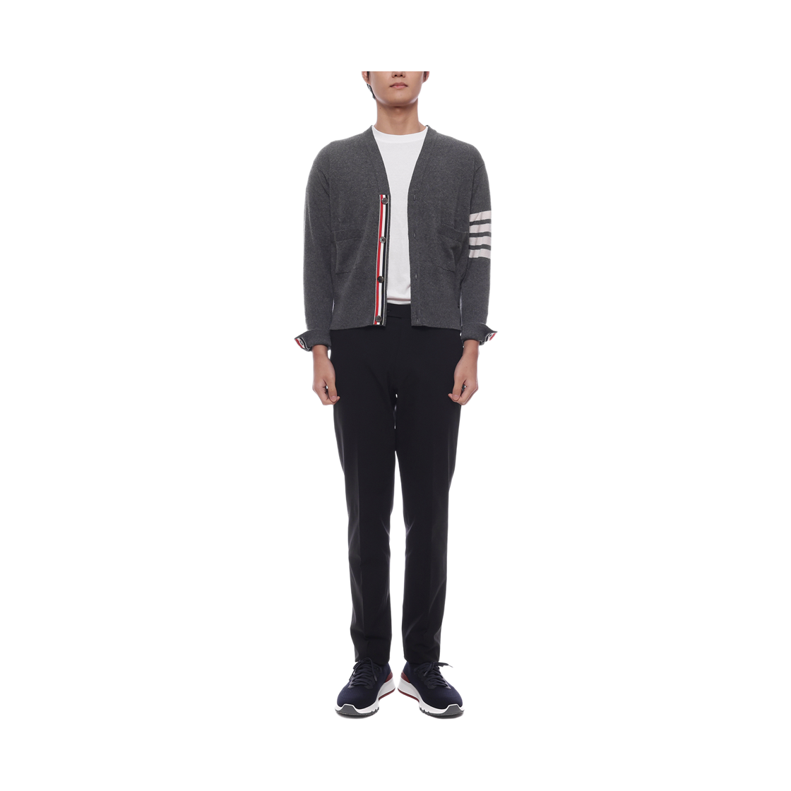 [15% 쿠폰] 톰브라운 캐시미어 사선 숏 브이넥 가디건 미디움 그레이([15% 쿠폰] Thom Browne Cashmere 4-Bar Short V-Neck Cardigan Medium Grey) - 3