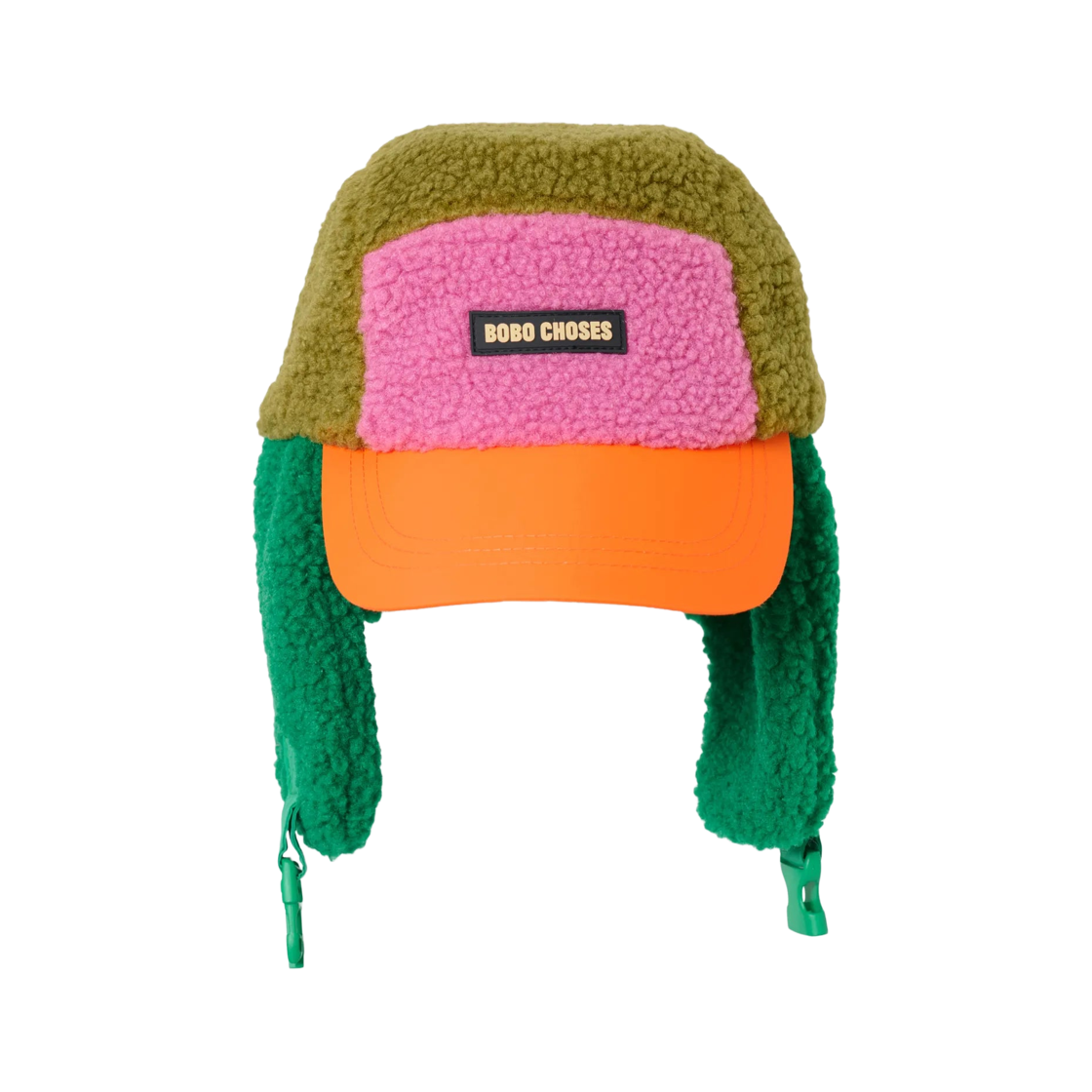 (키즈) 보보쇼즈 컬러 블록 쉽스킨 차프카 그린((Kids) Bobo Choses Color Block Sheepskin Chapka Green)