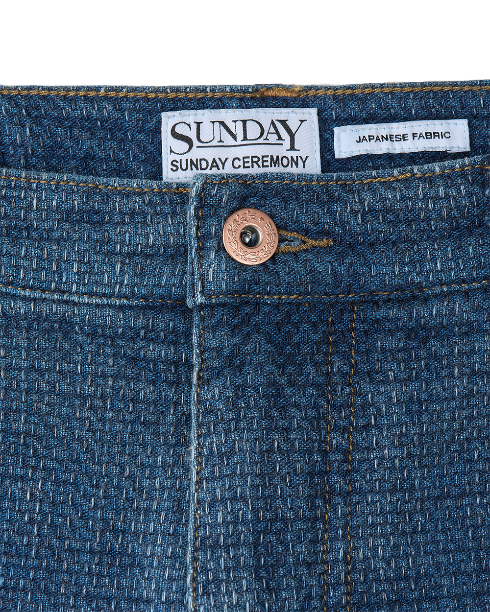 선데이세레머니 재패니즈 사시코 데님 맥시 스커트 - 미드 블루(Sunday Ceremony Japanese Sashiko Denim Maxi Skirt - Mid Blue) - 5