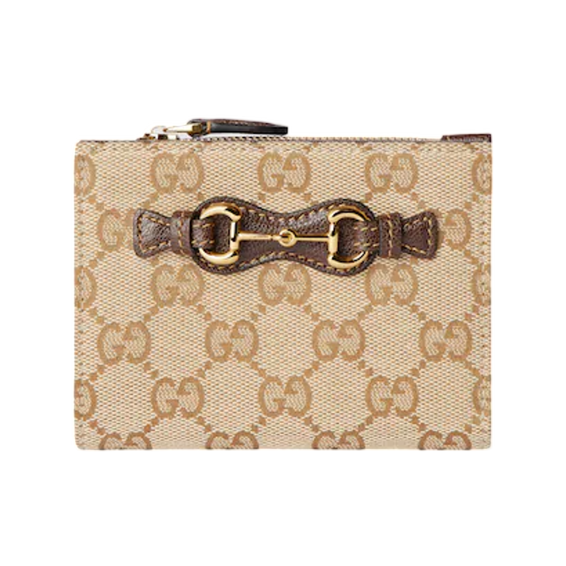 A006YX-FAGH8-9651 Gucci Small Wallet With Horsebit Sand Dark Brown