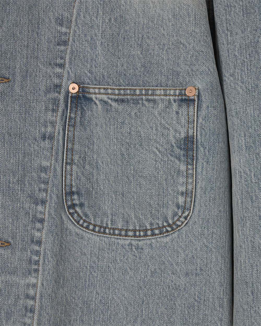 선데이세레머니 재패니즈 데님 커버올 자켓 - 에이징 블루(Sunday Ceremony Japanese Denim Coverall Jacket - Ageing Blue) - 3