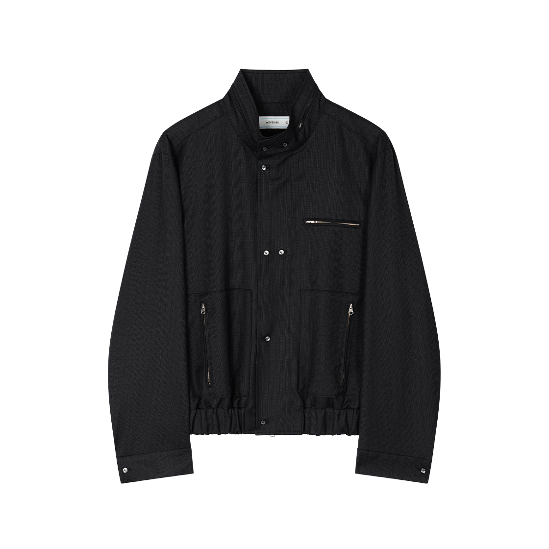 WVNS26306 Waviness Statement Zip Wool Jacket Charcoal Stripe