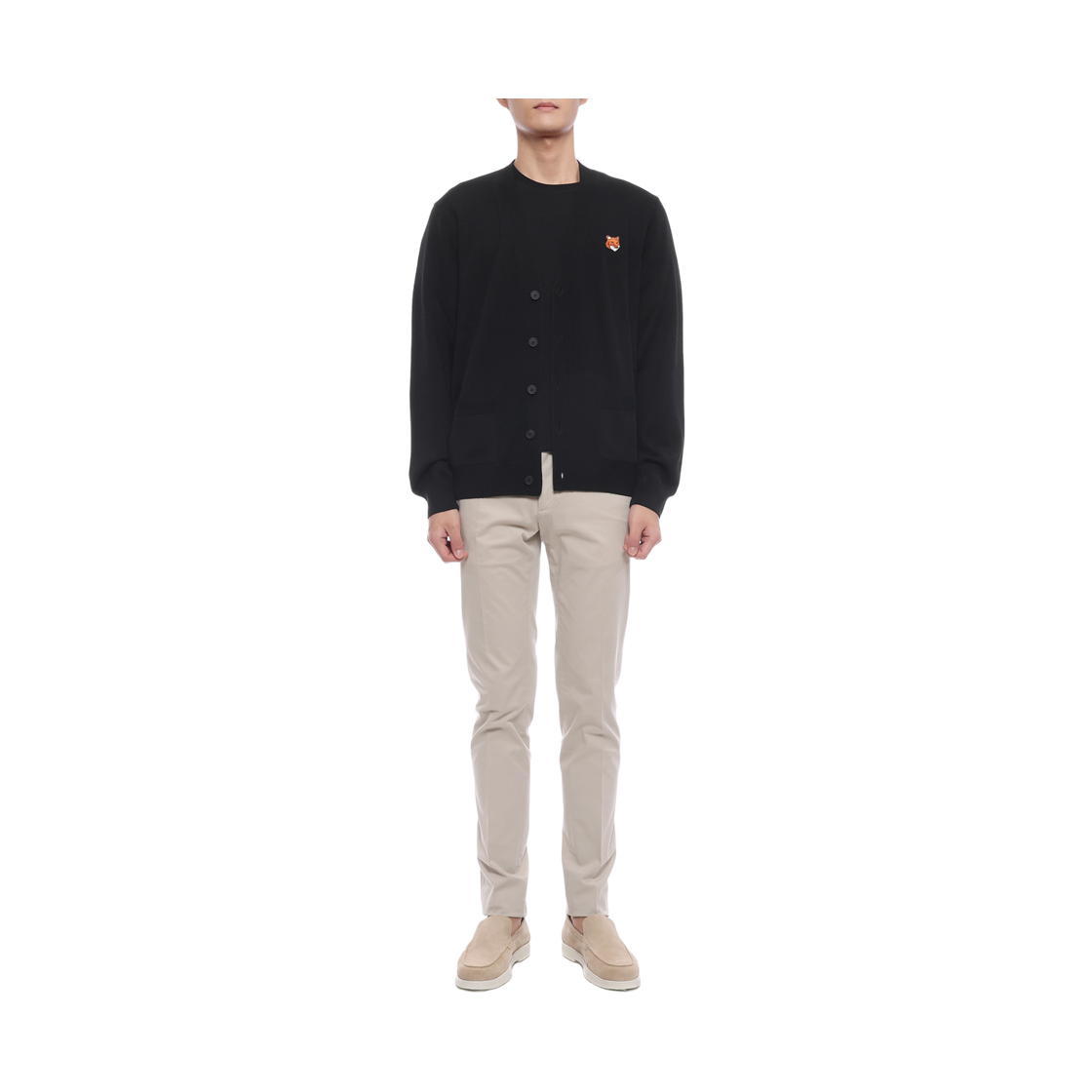 [15% 쿠폰] 메종 키츠네 폭스 헤드 메리노 레귤러 가디건 블랙([15% 쿠폰] Maison Kitsune Fox Head Merino Regular Cardigan Black) - 3