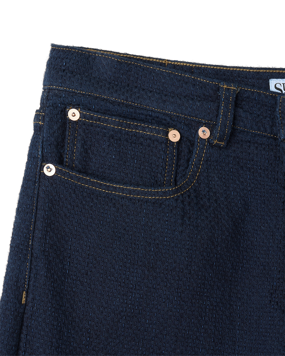 선데이세레머니 재패니즈 사시코 스트레이트 데님 팬츠 - 로우 인디고(Sunday Ceremony Japanese Sashiko Straight Denim Pants - Raw Indigo) - 3