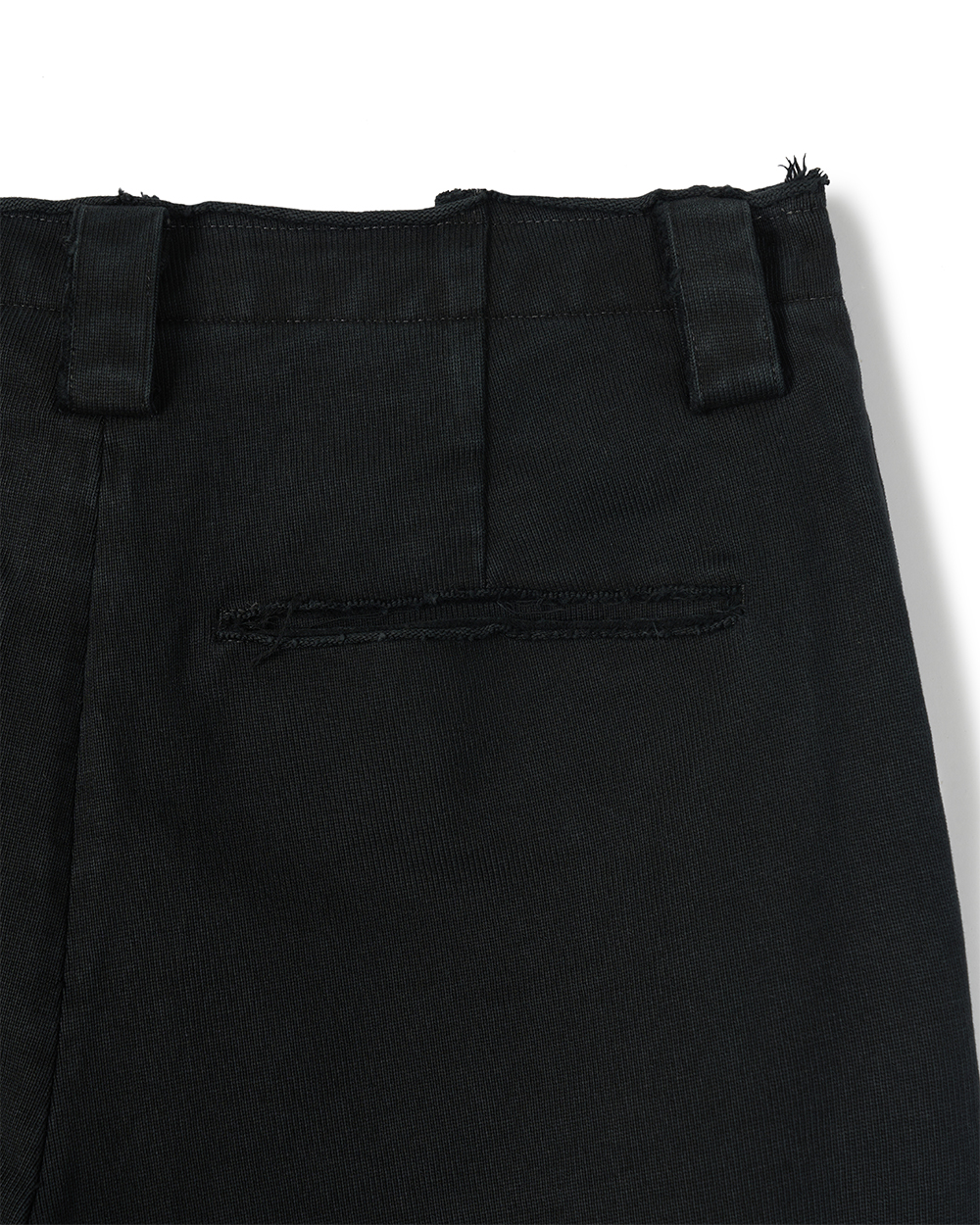 선데이세레머니 피그먼트 다이드 슬럽 컷 오프 팬츠 - 블랙(Sunday Ceremony Pigment Dyed Slub Cut-Off Pants - Black) - 6