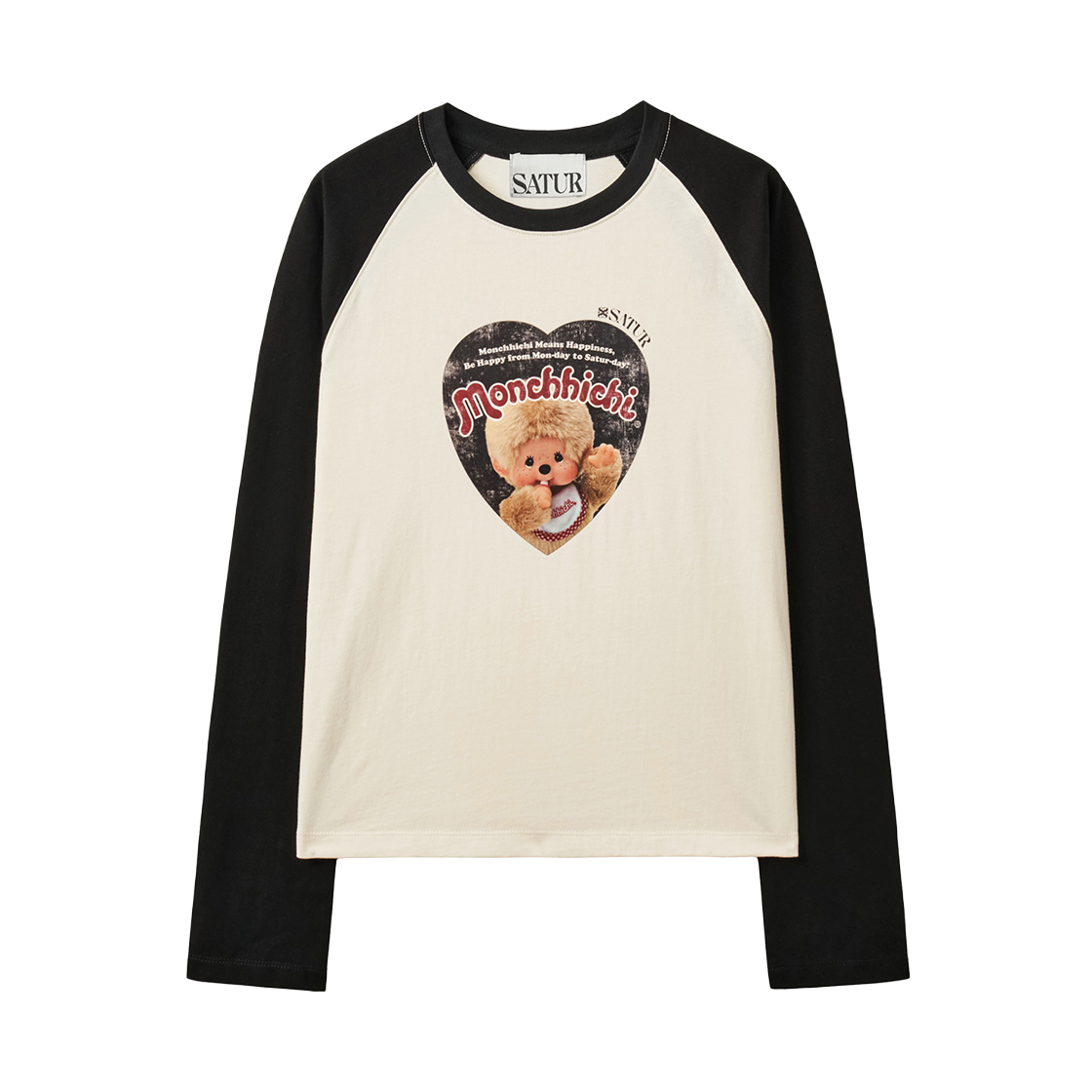 세터 x 몬치치 우먼 세터데이 무드 슬림 핏 롱 슬리브 크림(SATUR x Monchhichi W Saturday Mood Slim Fit Long Sleeve Cream)