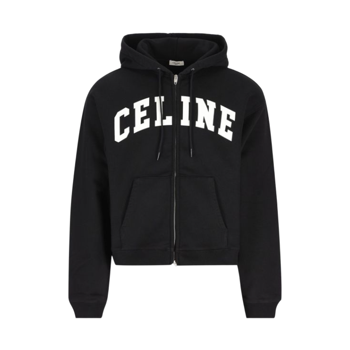 RY11H1233-38AW Celine Logo Zipped Hoodie In Cotton Black