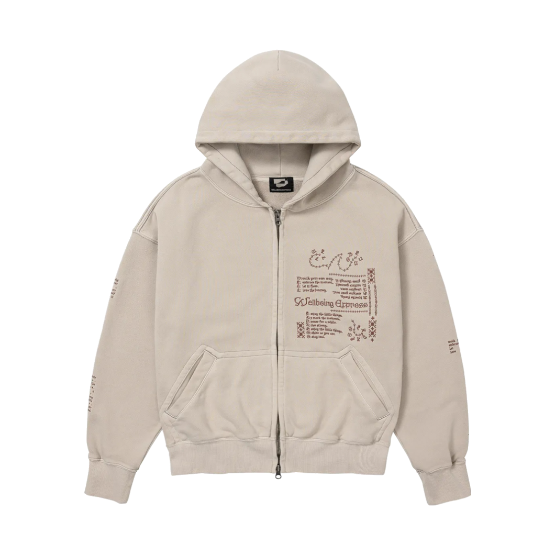 웰빙익스프레스 메시지 후디 집업 애쉬베이지(WELLBEING EXPRESS Message Hoodie Zip Up Ash Beige)