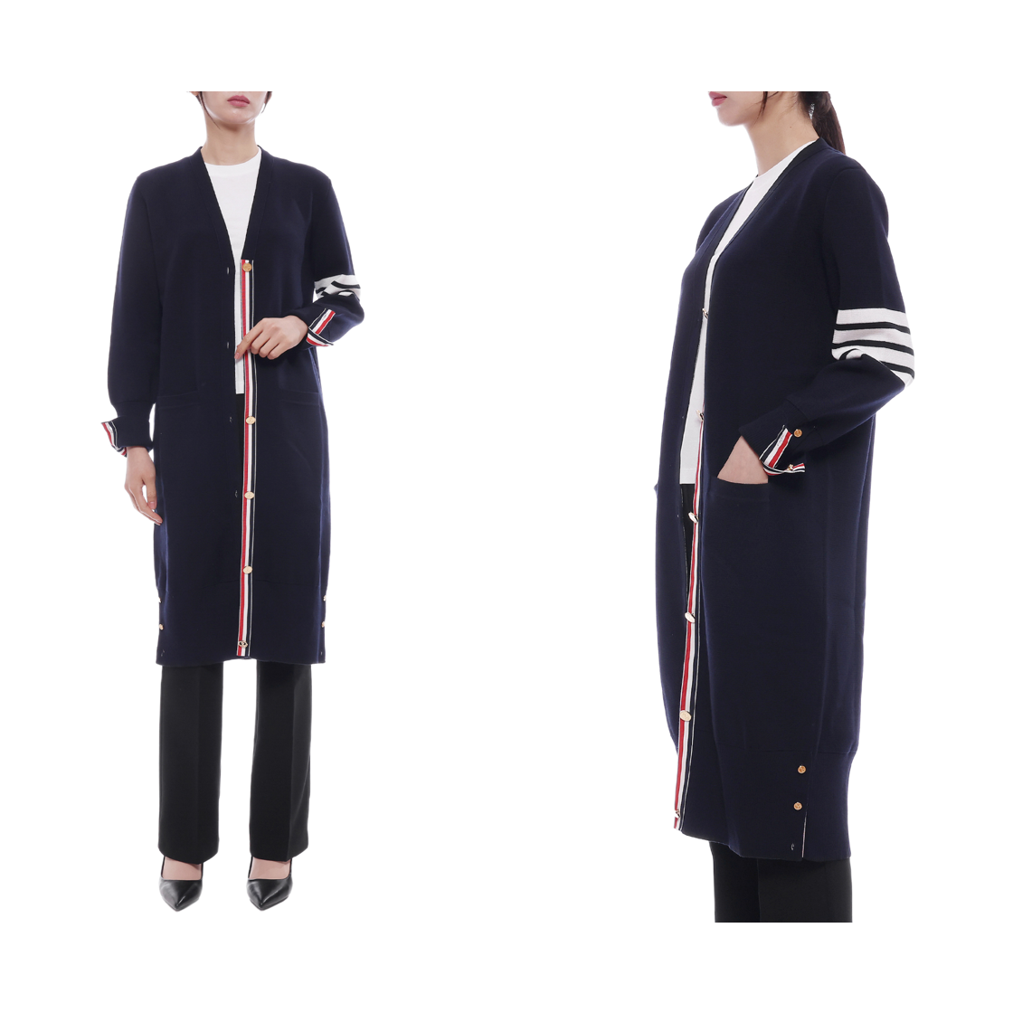 [15% 쿠폰] (W) 톰브라운 밀라노 파인 메리노 가디건 네이비([15% 쿠폰] (W) Thom Browne Milano Fine Merino Cardigan Navy) - 2