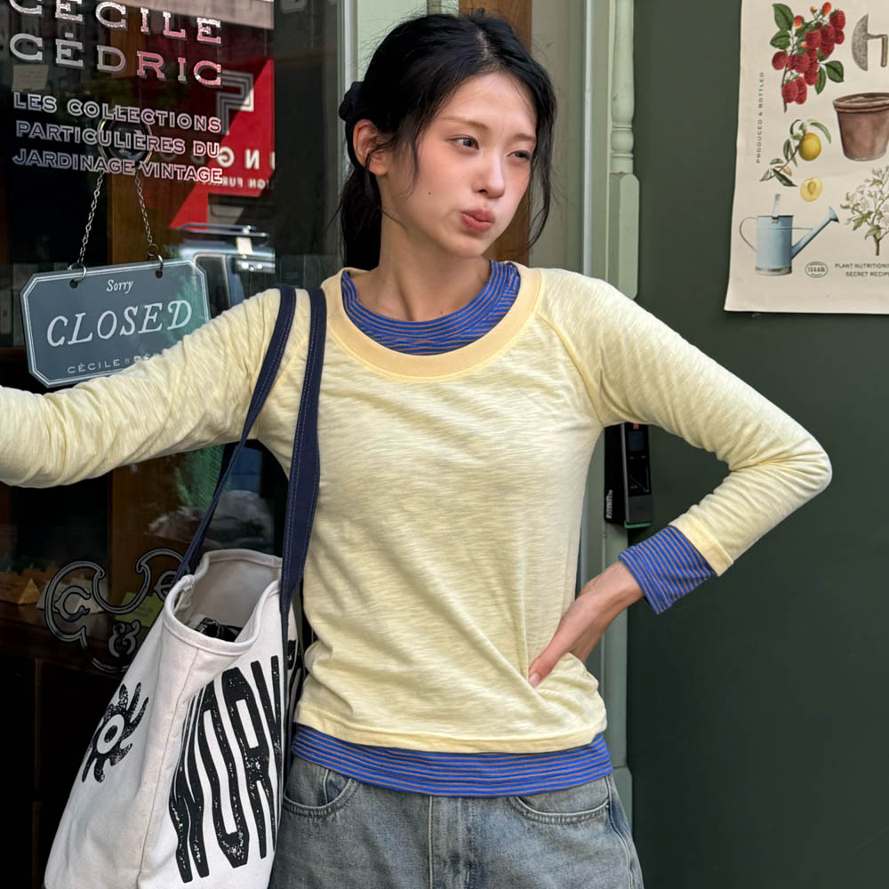 아모우 레이어드 롱 슬리브 레몬(AMOU Layered Long Sleeve Lemon) - 5