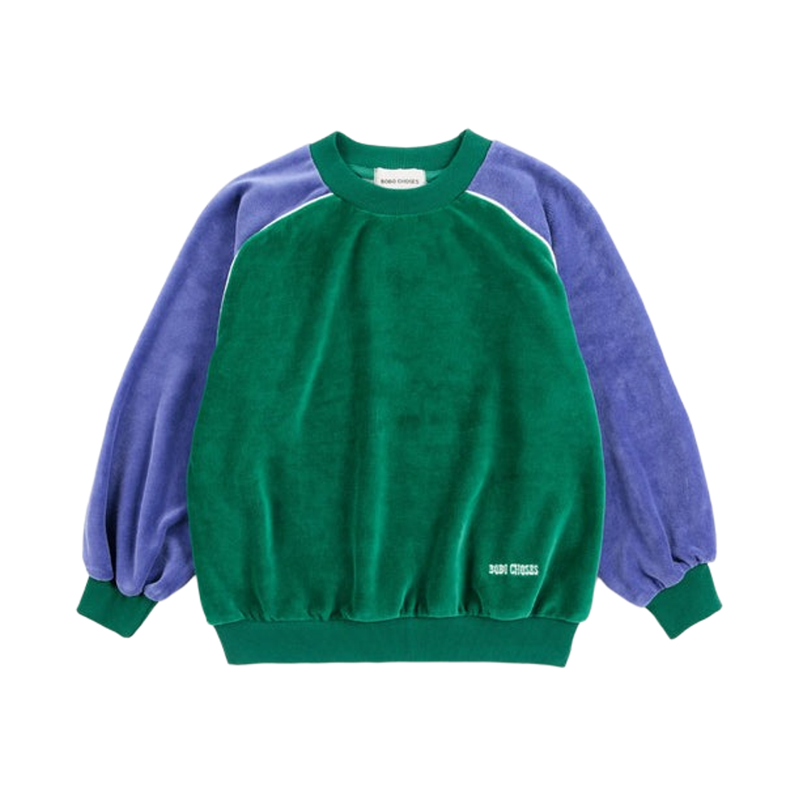 (키즈) 보보쇼즈 컬러 블록 테리 클로스 스웨트셔츠 그린((Kids) Bobo Choses Color Block Terry Cloth Sweatshirt Green)