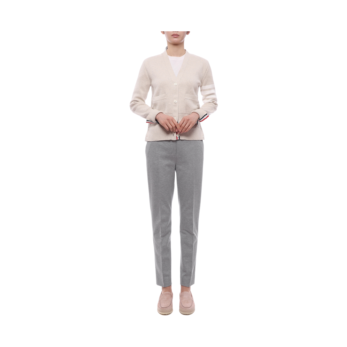 [15% 쿠폰] (W) 톰브라운 코튼 크레이프 밀라노 스티치 사선 가디건 베이지([15% 쿠폰] (W) Thom Browne Cotton Crepe Milano Stitch 4-Bar Cardigan Beige) - 3