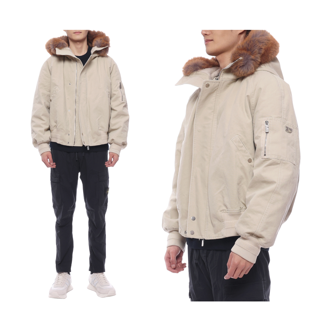 [15% 쿠폰] 버버리 포우 퍼 트리밍 코튼 봄버 자켓 크림([15% 쿠폰] Burberry Faux Fur Trim Cotton Bomber Jacket Cream) - 2