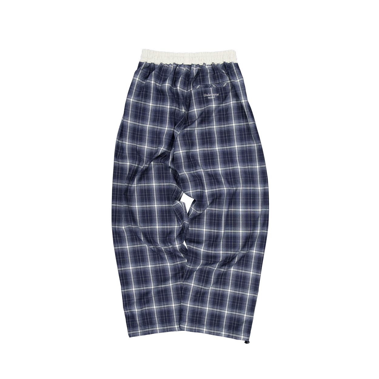 언더마이카 무.203 클래식 로고 체크 와이드 팬츠 네이비(Undermycar Mu.203 Classic Logo Checked Wide Pants Navy) - 2