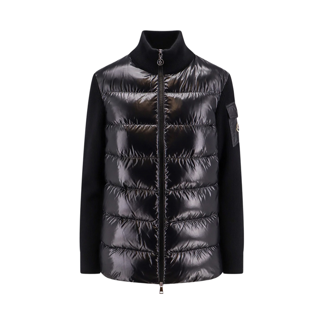 9B000 13 M1131 999 [15% 쿠폰] Moncler Logo Patch Knit Mix Down Jacket Black - 24FW