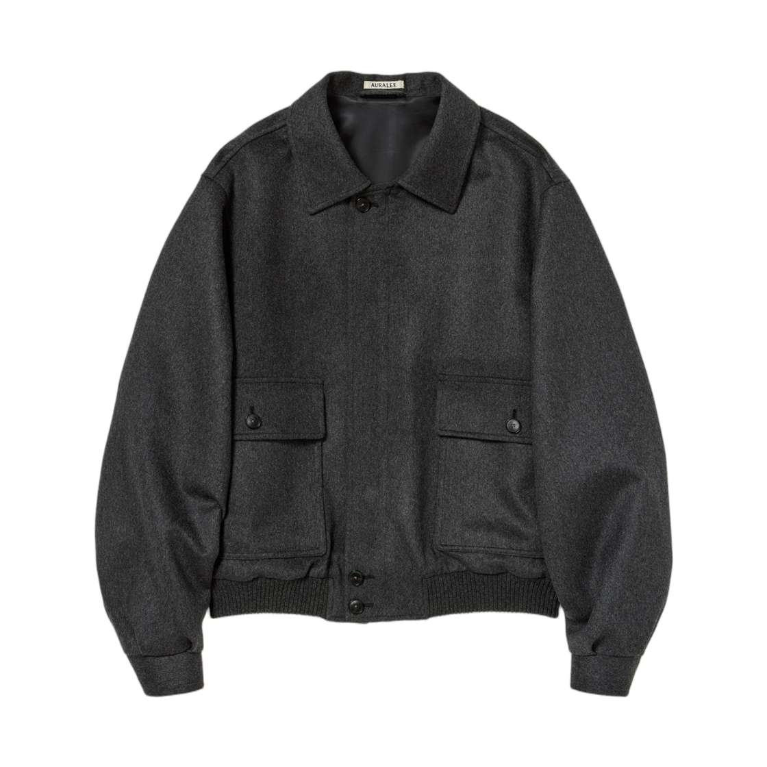 A26AB02CM Auralee Cashmere Moleskin Zip Blouson Top Charcoal