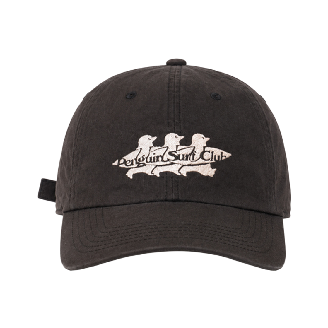 26FW0312 BIGWAVE COLLECTIVE Penguin Surf Club Washed Ball Cap Black